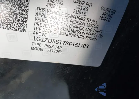 2025 Chevrolet Malibu Fwd 1Lt z USA, uszkodzony, nr VIN 1G1ZD5ST7SF151703